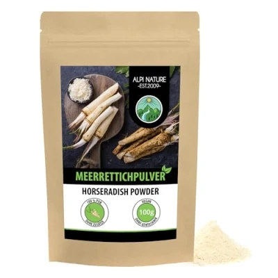 Abbildung von Meerrettichpulver (100g), Meerrettichwurzel gemahlen, 100% naturreines Meerrettich Pulver, schonend getrocknet und natürlich ohne Zusätze, vegan