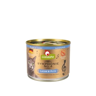 Abbildung von GranataPet Symphonie No. 4 Lachs &amp; Pute, Katzenfutter ohne Getreide Zuckerzusätze, Filet in natürlichem Gelee, delikates Nassfutter für Katzen, 6 x 200 g