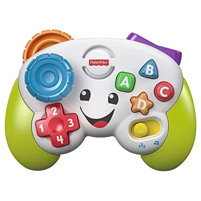 Abbildung von Fisher Price Lernspaß Spiel Controller für Babys und Kleinkinder in Grün, Videospiel Attrappe mit Musik Leuchtfunktion ab 6 Monaten, Version: Polnisch, FWG20