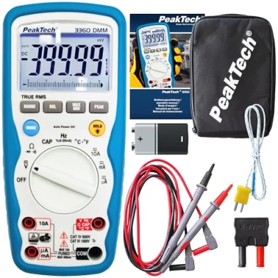Abbildung von PeakTech P 3360 True RMS Multimeter Digital (IP67) Wasserdichter Spannungsprüfer &amp; Strommessgerät 40000 Counts Extrem Robustes Gehäuse mit TÜV/GS Messgerät, Durchgangsprüfer CAT III 1000 V