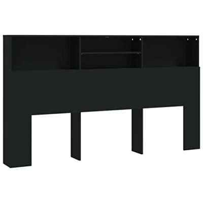 Abbildung von vidaXL Bett Kopfteil mit Ablagen Regal Wand Bücherregal Betthaupt Bettkopfteil Schlafzimmer Schwarz 180x19x103,5cm