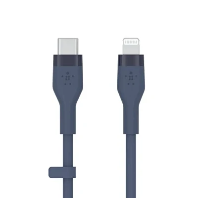 Abbildung von Belkin BoostCharge Flex Silikon USB C/Lightning Kabel, 1 m, MFi zertifiziert, 20 W, zum Schnellladen mit PD Power Delivery für iPhone 14/14 Plus, 13, 12, Pro, Max, mini, SE und andere Geräte Blau