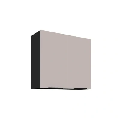 Abbildung von Küchen Hängeschrank 80 cm Küche Arona Kaschmir beige matt + Schwarz Küchenzeile Küchenblock Einbauküche