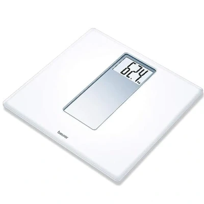 Abbildung von Beurer PS 160 Personenwaage, Waage mit LCD Display, große Ziffern 4,7 cm, Tragkraft 180 kg, weißes Retro Design, weiß