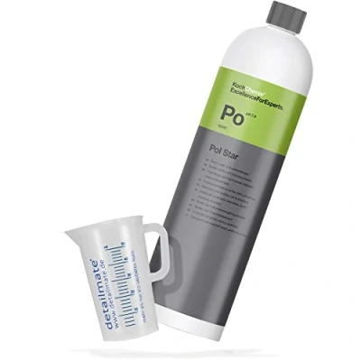 Abbildung von Detailmate Innenreinigung Set Koch Chemie POL Star Textil , Leder &amp; Alcantarareiniger 1 Liter hochwertiger, skalierter 50 ml Messbecher, chemiereistent