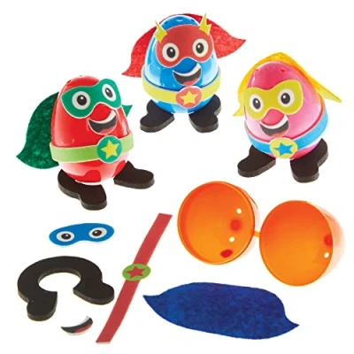 Abbildung von Baker Ross FX527 Helden Osterei Bausätze 8er Pack, Eier Bastelsets für Kinder