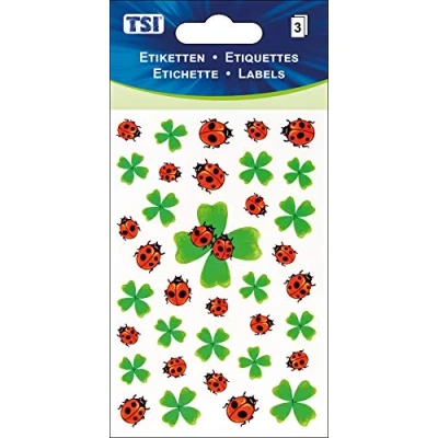 Abbildung von TSI Sticker Etiketten &quot;MARIENKÄFER&quot;, Druck auf Papier, Inhalt: 3 Blatt á 36 (= 108 Etiketten), Art. Nr. 55363