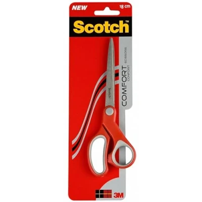 Abbildung von Scotch 1428 Komfortschere, asymmetrisch Komfortgriff, 20 cm, rot/grau
