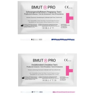 Abbildung von BMUT Kombi Set 50x Ovulationstests (LH) und 20x Schwangerschaftstests (HCG) Fruchtbarkeitstest Frauen Eisprung &amp; Schwanger