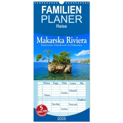 Abbildung von Familienplaner 2025 Makarska Riviera Malerische Urlaubsorte in Dalmatien mit 5 Spalten (Wandkalender, 21 cm x 45 cm), CALVENDO