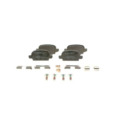 Abbildung von BOSCH 0 986 424 528 Bremsbelagsatz Low Metallic inkl. Verschleißwarnkontakt mit Schrauben Feder, Zubehör OPEL: Tigra Twintop
