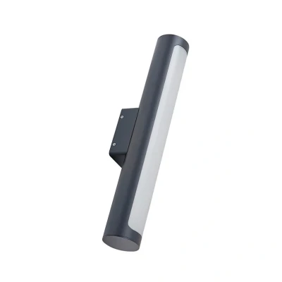 Abbildung von Lucande LED Außenwandleuchte Tuberia, dunkelgrau, Alu, Ø 7cm