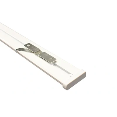 Abbildung von iso design Gardinenschienen 2 läufig aus Aluminium in weiß mit Deckenriegel, 160 cm