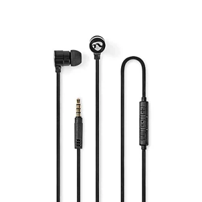 Abbildung von NEDIS mit Kabel 1,2 m Flachkabel In Ear Integriertes Mikrofon Aluminium Schwarz, HPWD5020BK, one Size