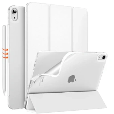 Abbildung von MoKo für iPad Air 6. Generation 11 Zoll Hülle M2 2024/iPad 5./4. Gen 2022/2020, Transluzent Matt Weich TPU Rückseite Hülle, Unterstützt Pencil Pro/2/USB C, Weiß