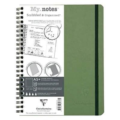 Abbildung von Clairefontaine 782333C Age Bag My.Notes Spiralheft mit abtrennbaren Rändern, 16x21cm, 60 Blatt 90g DOT Grün, 1 Stück
