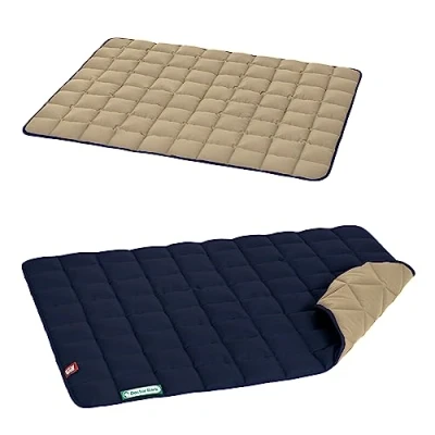 Abbildung von Doctor Bark Hundedecke weiche, hochwertige Hundematte für größere Hunde, robuste Indoor Outdoor Liegedecke, waschbar bis 95C (Gr. L, Goldbraun Königsblau)