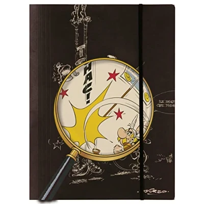 Abbildung von Clairefontaine 813034C Sammelmappe Asterix 4, praktisch mit Gummizug, DIN A4+, 24x32 cm, sortiert Motiv skizziert Lupe, 1 Stück