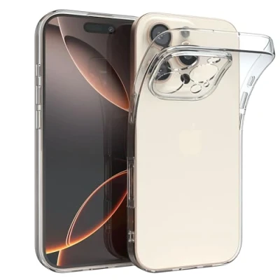 Abbildung von EAZY Case Handyhülle Silikon kompatibel mit iPhone 16 Pro stoßfeste Schutzhülle dünne für Apple Hülle Fallschutz leichtes Cover schlankes Silicone in Transparent