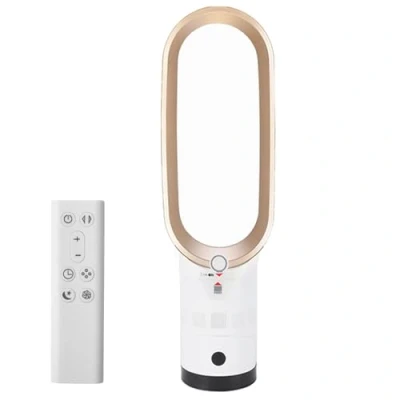 Abbildung von Rotorloser Ventilator mit Luftreiniger, 18 Zoll Turmventilator Leise Fernbedienung, 8 Geschwindigkeiten, 80 Oszillation, 8H Timer, LED Anzeige, Bladeless Fan für Schlafzimmer, Büro (24&quot; Gold)