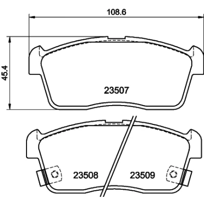 Abbildung von HELLA 8DB 355 009 631 Bremsbelagsatz mit akustischer Verschleißwarnung DAIHATSU: Sirion II, Cuore 6, 7, SUZUKI: Ignis 2, I, Celerio
