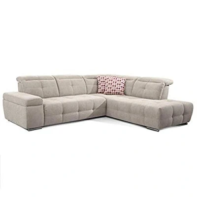Abbildung von CAVADORE Ecksofa Mistrel mit Ottomanen rechts / Große Eck Couch im modernen Design Inkl. verstellbare Kopfteile 269 x 77 228 Grau Weiß