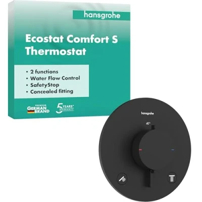 Abbildung von HG Ecostat Comfort S t indbygn. m afspær 2 udtag Mat sort