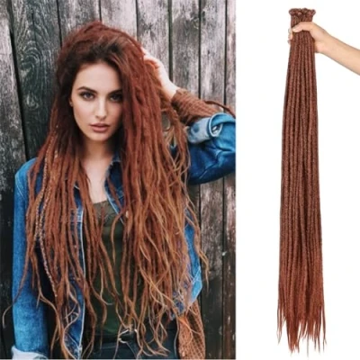 Abbildung von Dreadlocks Extension 24 Inch Synthetic Hippie Single Ended Dreads 20 Strands Ginger 0.6 cm Width Loc Extensions Reggae Style Crochet Hair for Women(350)