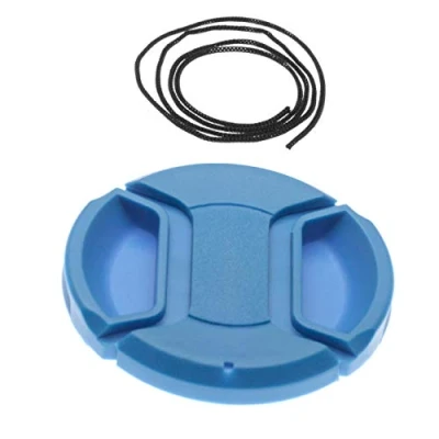 Abbildung von vhbw Universal Objektivdeckel 55 mm für Kamera, DSLR Kunststoff, Blau, mit Innengriff