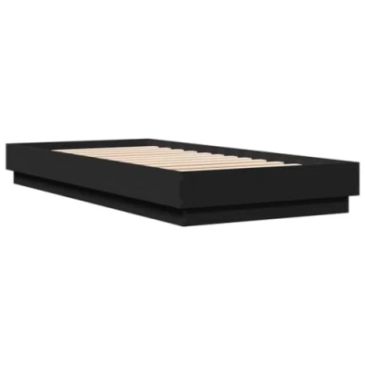 Abbildung von vidaXL Bettgestell, Bettrahmen mit Lattenrost, Schlafzimmerbett Bett Stauraum, Einzelbett für Schlafzimmer, Schwarz 100x200cm Holzwerkstoff