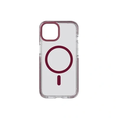 Abbildung von tech21 Evo Crystal Hülle für iPhone 14, Kompatibel mit MagSafe, Einfache Telefonhülle, TPU und Antimikrobiall, Transparent/Rot, Fallschutz: 4,9m
