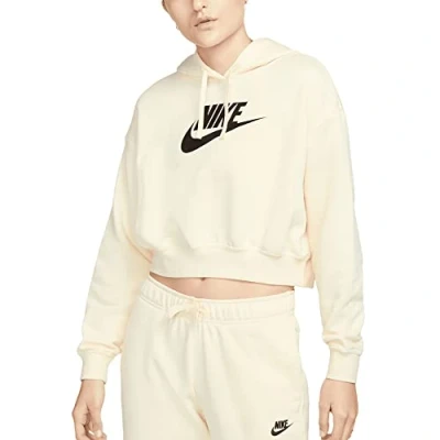 Abbildung von Nike Sportswear CLUB CROP Sweatshirt, Damen, Größe: XS, Coconut milk/black