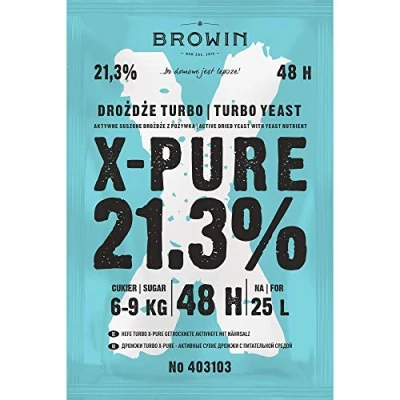 Abbildung von BROWIN® Turbo X Pure Hefe 403103 qualitative Gärhefe bis 21,3% Alkohol in 48h für 25 L, 6 9 kg Zucker, 135 g