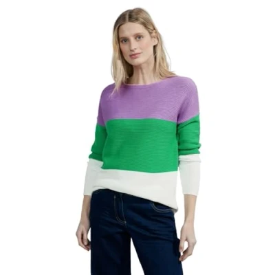 Abbildung von Cecil Blockstreifen Strickpullover, Damen, Größe: Large, Grün