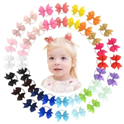 Abbildung von 40pcs 2 Zoll Baby Mädchen Haarschleifen Haargummis Elastisches Stirnband Pferdeschwanzhalter Haarband Haarschmuck für Kinder Kleinkinder