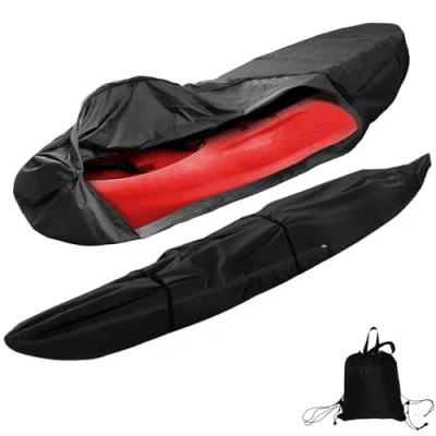 Abbildung von Kajak Abdeckung 3m 5.5m Kanu Plane Bootsplane Persenning Abdeckplanekanu Wasserdicht UV Beständig Staubdicht Abdeckplane für Abdeckungen(Black,5 m/16ft)