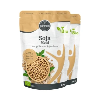 Abbildung von 2 x borchers Bio Premium Sojamehl Vegetarisch und Vegan Hoher Ballaststoff Eiweißgehalt aus gerösteten Sojabohnen 350 g