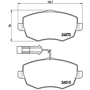 Abbildung von BREMBO P 23 127 Bremsbelagsatz inkl. Verschleißwarnkontakt mit Bremssattelschrauben Zubehör LANCIA: Ypsilon II