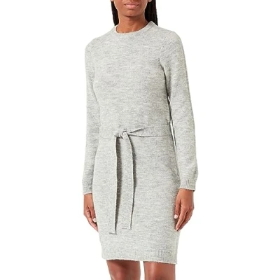 Abbildung von Pieces Pcjuliana Oneck Dress Strickkleid, Damen, Größe: Small, Light grey melange