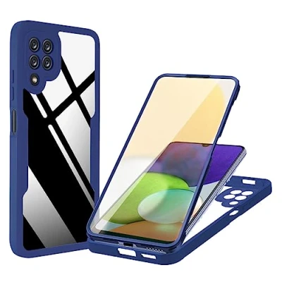 Abbildung von 360 Grad Stoßfeste Hülle Kompatibel mit Samsung Galaxy A22 4G/M22/M32 4G Eingebautes PET Transparente Abdeckung