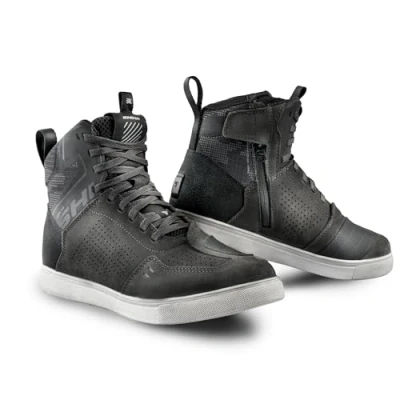 Abbildung von SHIMA REBEL 2.0 Motorrad Schuhe Herren Leder Belüftet Motorradstiefel Protektoren Sneaker Rutschfeste Sohle Knöchelstütze Seitlicher Reißverschluss Bikerboots (Männer, Grau, 43)