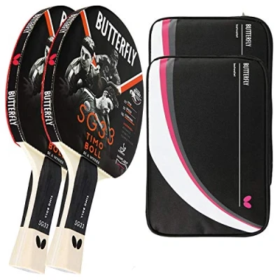 Abbildung von Butterfly 2x Timo Boll SG33 Tischtennisschläger + Hülle Drive Case II