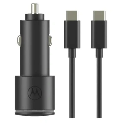 Abbildung von Motorola Chargers 45W Dual Port USB PD Schnellladegerät (USB A, C) für Fahrzeug/Telefonladegerät mit 1m C auf Kabel.