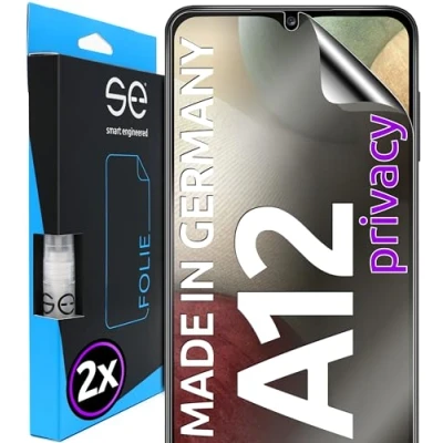 Abbildung von S.E für Samsung Galaxy A12 Schutzfolie privacy Blickschutz Folie 2x Folien im SET aus Deutschland, Anti peep Matte Spy Folie, staubfrei und blasenfrei, Sichtschutz