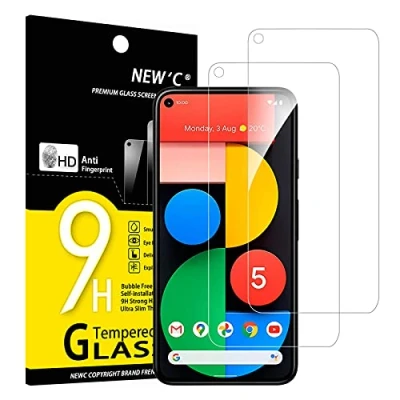 Abbildung von NEW&#039;C 2 Stück, Panzer Schutz Glas für Google Pixel 5 5G, Frei von Kratzern, 9H Härte, HD Displayschutzfolie, 0.33mm Ultra klar, Ultrabeständig