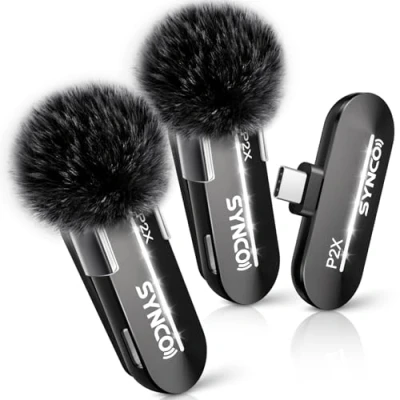 Abbildung von SYNCO 2 Mikrofone Wireless Lavalier Mikrofon, Kabelloses Mikrofon USB C für iPhone 15/16 Pro Max, Android, P2XT Ansteckmikrofone Professionelle Tiktok, YouTube, Streaming, Vlog