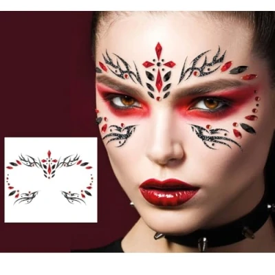 Abbildung von FIESTAS GUIRCA Gothic Gesichtsschmuck Fantasie Make up für Partys und Feiern Ideales Zubehör Damenkostüme Mehrfarbig