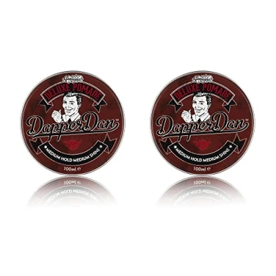 Abbildung von Dapper Dan Deluxe Pomade, Haarpomade mit mittlerem Halt und Glanz für Männer, flexible Pomade auf Wasserbasis, einen professionellen Look, 2 x 100 ml