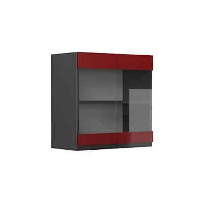 Abbildung von Vicco Glashängeschrank R Line, Rot/Anthrazit, 60 cm J Shape