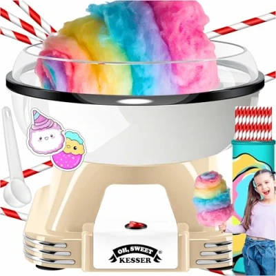 Abbildung von KESSER Zuckerwattemaschine, Zuckerwattemaschine Set für dein zuhause Mit 30x Zuckerwatte